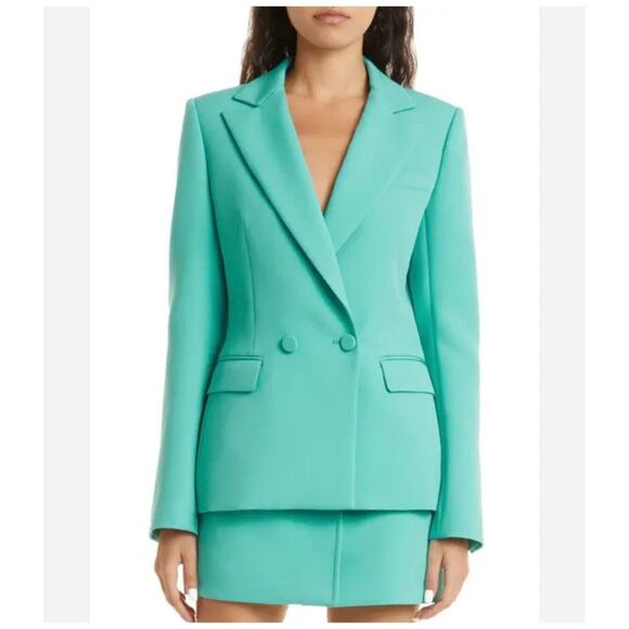 Aknvas Arken Double Breast Blazer Button Size XS Teal Glam Modern Capsule NWOT - Picture 1 of 10